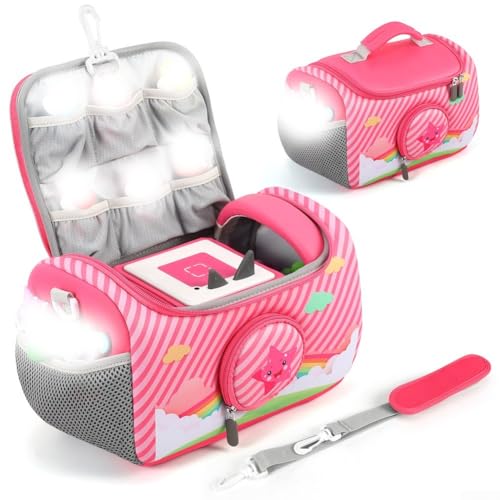 Estuche de transporte para Toniebox rosa con asas y espacio para figuras