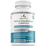 Triple Magnesium Complex - 4-in-1 Magnesium Glycinate, Malate, Taurate, Vitamin B6 Blend - 375mg Elemental, 120 Capsules, 40 Servings, Vegan, Non-GMO