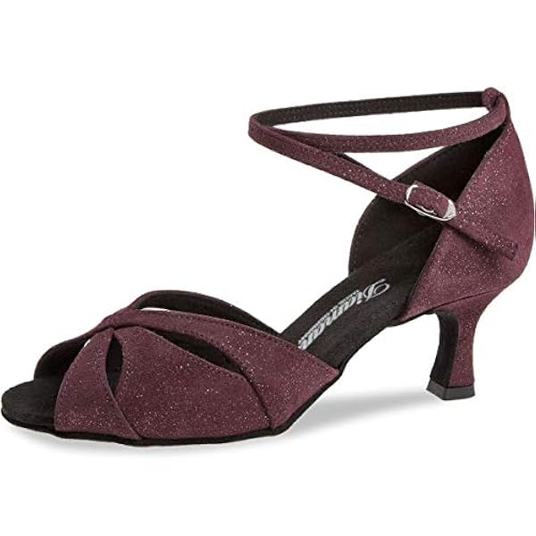 Diamant Donne Scarpe da Ballo 141-077-567 - Scamosciato Bordeaux Glitter - 5 cm Flare - Special Edition - Made in Germany
