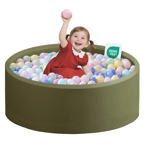 Image of Zedachica Ball Pit for Toddlers 35.43''x11.81 Baby Ball Pits Soft Memory Foam Ball Pit Round Kids Ball Pit Indoor Game Kids Play Ball Pool Ideal Gift for Girls and Boys (Sage Green, NO Balls)