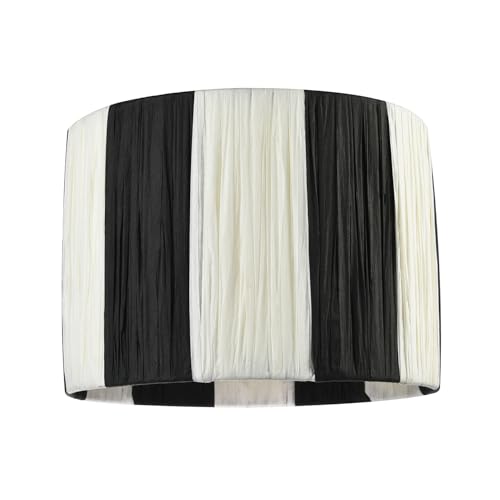 Image of Modern Designer Two Tone Black and White Folded Pleated Paper Lamp Shade | 18cm x 25cm | for Ceiling Pendant or Table by Happy Homewares