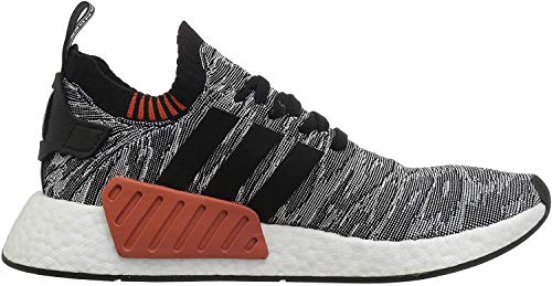 adidas Originals Men's NMD R2 Prime Knit Running Shoe, Black/Black/White, 9.5 M US