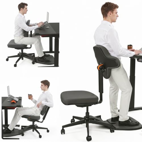 Newtral Standing Desk Chair, Standing Mate Chair for Sit-Stand, Ergonomic Leaning Perch Chair with Anti-Fatigue Mat, Standing Stool, Saddle Chair, Height Adjustable Home Office Posture Seat-