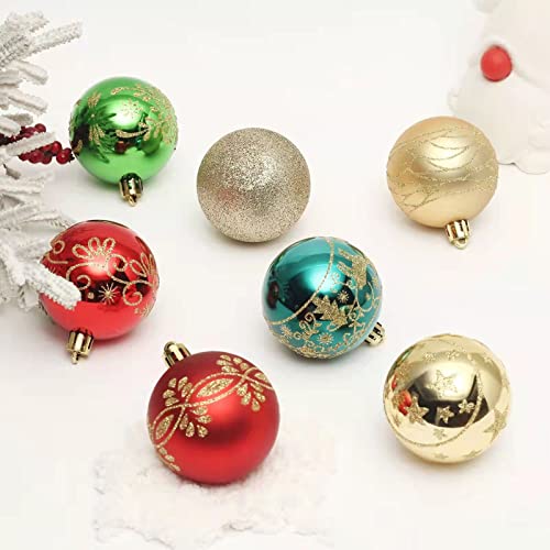 Jialeixi Christmas Balls Ornaments Assorted Pendant Shatterproof Ball Ornament Set Seasonal Decorations With Reusable Hand-Help Gift Boxes Ideal For Xmas, Holiday And Party (Red / Green/Gold) #TOP4