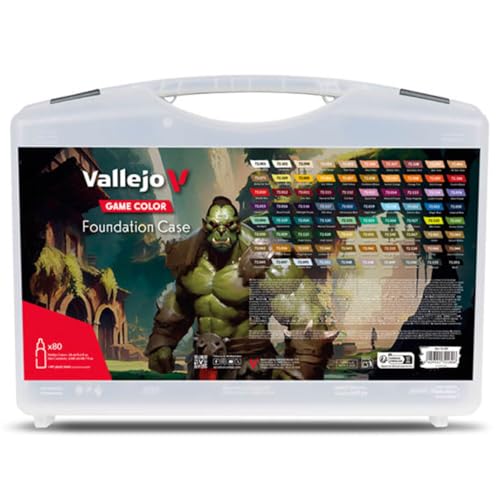 Vallejo - Game Color Foundation Case | Professional Miniature Base Coating System | Unique and Vibrant Acrylic Paint Colors | Durable Plastic Organizer Case | 80 Bottles x 18 ml. (0.60 fl.oz)