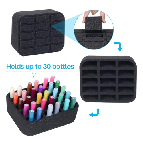 Image of Nail Polish Organizer Holder Foam Pad DIY with 15 Slots for Storage Nail Polish or Essential Oil Tray for Drawers Black