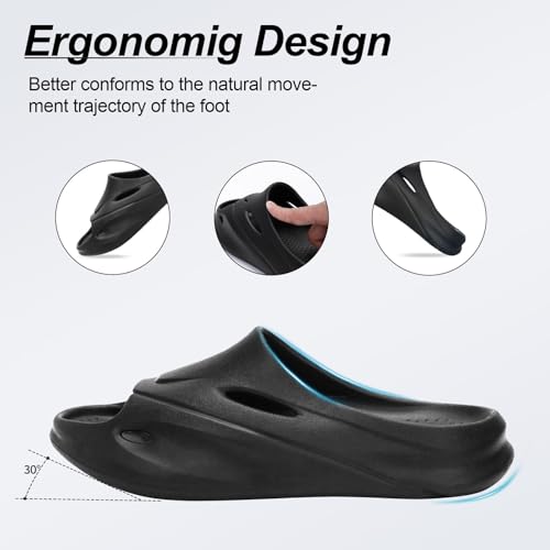 Ranberone Men's Recovery Sandals with Arch Support Orthotic Thick Cushioned & Lightweight Sport Slides Reduces Stress on Feet for Plantar Fasciitis Relief4