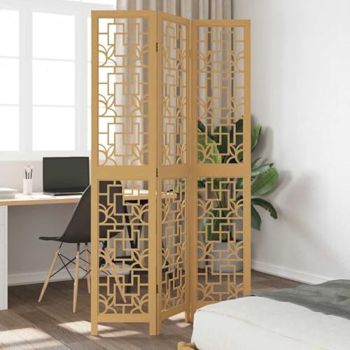 LoogCape 3-TLG - Biombo de madera maciza de paulownia, 110 x 200 cm (ancho x alto), plegable, como protección visual para salón, dormitorio, oficina