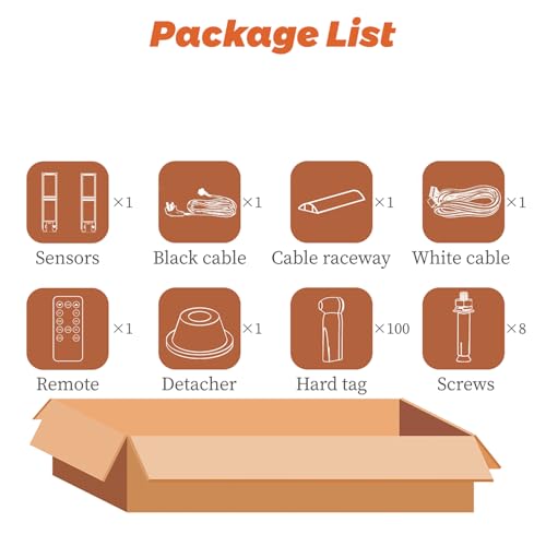 Pacaba Eas Security Tags Retail Security Tower, Retail Anti Theft Device Check Point Equipment Include 2 Pcs Security Sensors +100 Pcs Security Tags+1 Pcs Tags Magnetic Remover Am Eas System Tx-58Khz thumb #5