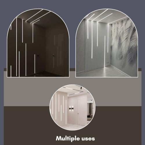 Image of Lighting (18x6mm) LED Strip Light 1Meter Black Aluminium Rectangular Surface Profile Light Channels with Diffused, Black End Caps and Mounting Clips Without LED Straight Linear (3)
