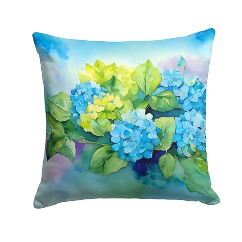 Caroline's Treasures Hydrangeas in Watercolor Throw Pillow Machine Washable, Indoor Outdoor Decorative Pillow for Couch, Bed or Patio, 18Hx18W