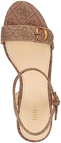 GUESS Women's HIMIFIA Wedge Sandal, Brown Logo 210, 8 | Image 1