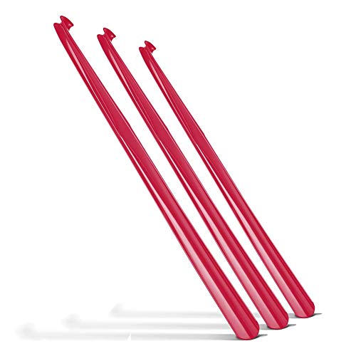 3 x 31 Inch Extra Long Handled Shoehorn (Red)