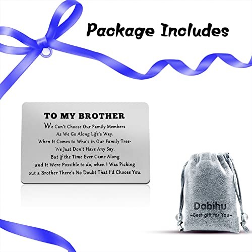 Dabihu To My Brother Gifts Engraved Wallet Card from Sister Christmas Birthday Present for Big Little Step Brother Wedding Retirement Graduation Gift Family Present