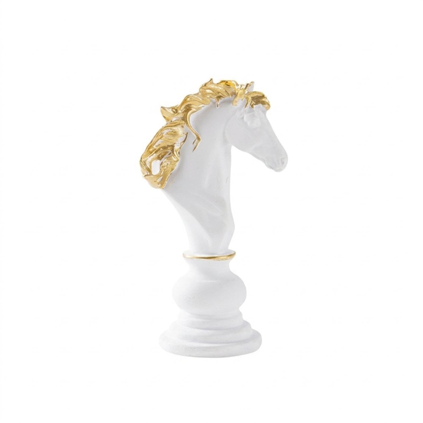 Chess Figurine Gold-Accented Chess Piece Statue Carved Ornament for Collectors, Bookshelf, Study, Office White Knight-image-42