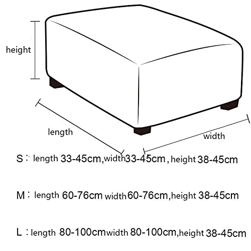 Funda para puf rectangular de 80 a 100 cm universal lavable 3