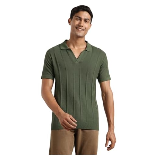 NOBERO Men's Self Design Regular Fit Polo Shirt (1M-TWPO-R0013_Olive Green