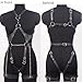 ROIEIIR Women's Punk Gothic Leather Body Harness, Adjustable Bondage Chest Strap with Sexy Chain Belt & Thigh Straps, BDSM Body Harness, Fetish Leather Waist Belt for Roleplay, Clubwear, and Costume