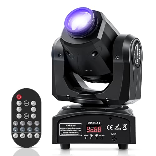 U`King 50W LED Moving Head Light with Remote 8 GOBO 8 Pattern Spotlight by DMX Controlled 11 Channel for Disco Club Party Stage Lighting Shows