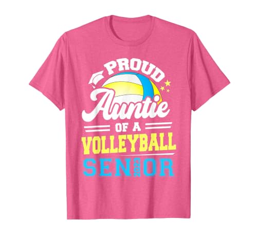 Proud Auntie of A Volleyball Senior 2023 Graduation T-Shirt, Men, Pink Heather, Large