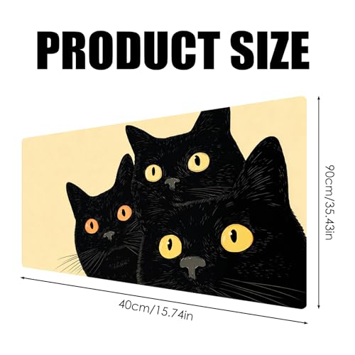 Image of Nuxovilar Professional Large Mouse Pad & Computer Game Mouse Mat (35.4x15.7IN, Artistic Black Cats with Yellow Eyes) (90 * 40cm Artistic Black Cats)