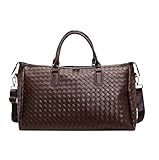 Men Women's Fashion Weaving Pu Leather Totes Large Capacity Shoulder Bags Business Casual Handbag(Brown)
