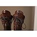 Women's Vintage Victorian Mid Calf Boots Lace Up Patterned Panels Hidden Wedge Heels Round Toe Cosplay Fashion,Brown,5.5