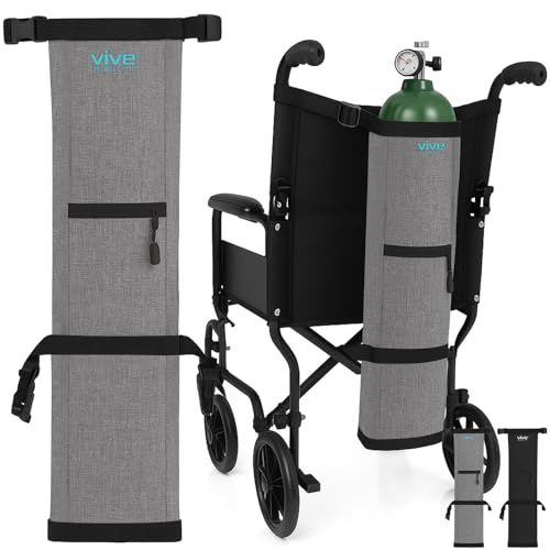 Vive Oxygen Tank Holder for Wheelchair - Portable Medical Cylinder Backpack for Travel - Carrier Accessories Bag for Walker, Rollator, Scooter - Case Fits Canister Sizes M2, M4, M6, M9, C, D, E