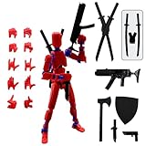 QAONIE (Assembly Completed) 3D Printed Figure 5.54-inch Dummy13 with Weapon Expansion Set, Full Body Mechanical Movable Toy, Desk Decoration. (Red)