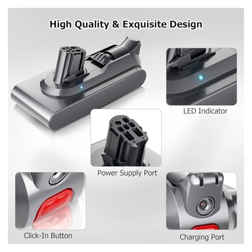 Batería v12 compatible con Dyson de 8.0ah con celdas de litio de larga duración de 25.2v 5