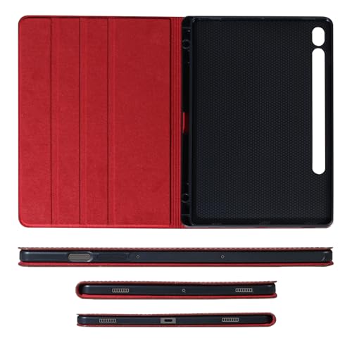 NANRUIL for Samsung Galaxy Tab S8 Plus/S7 Plus/S7 FE+ 12.4in Case with S Pen Holder 2020/2021/2022 Model(SM-X800/X806/T730/T736/T970/T975) Genuine Leather Cover Protective Shell,Auto Wake/Sleep.Red by NANRUIL - Image 5