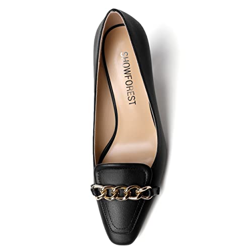 SHOWFOREST Womens Square Toe Matte Metal Solid Slip On Dress Dating Spool High Heel Pumps Shoes 3.3 Inch3