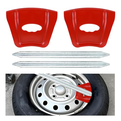 wuyaoyao 4PCS Motorcycle Tire Changing Tools Set, Includes 2PCS Rim Protectors & 2PCS 12-Inch Tire Iron Spoons Changing Lever Bar, Heavy Duty Tires Change Tools for Motorcycle Scooter (Red, 4 PCS)