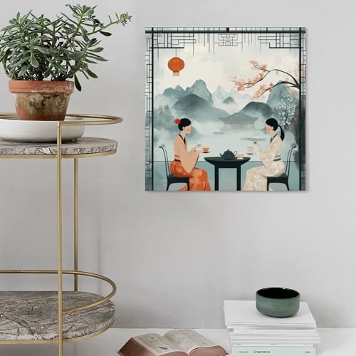 Peinture sur toile de style chinois tableau décoration murale 61x61 - 4