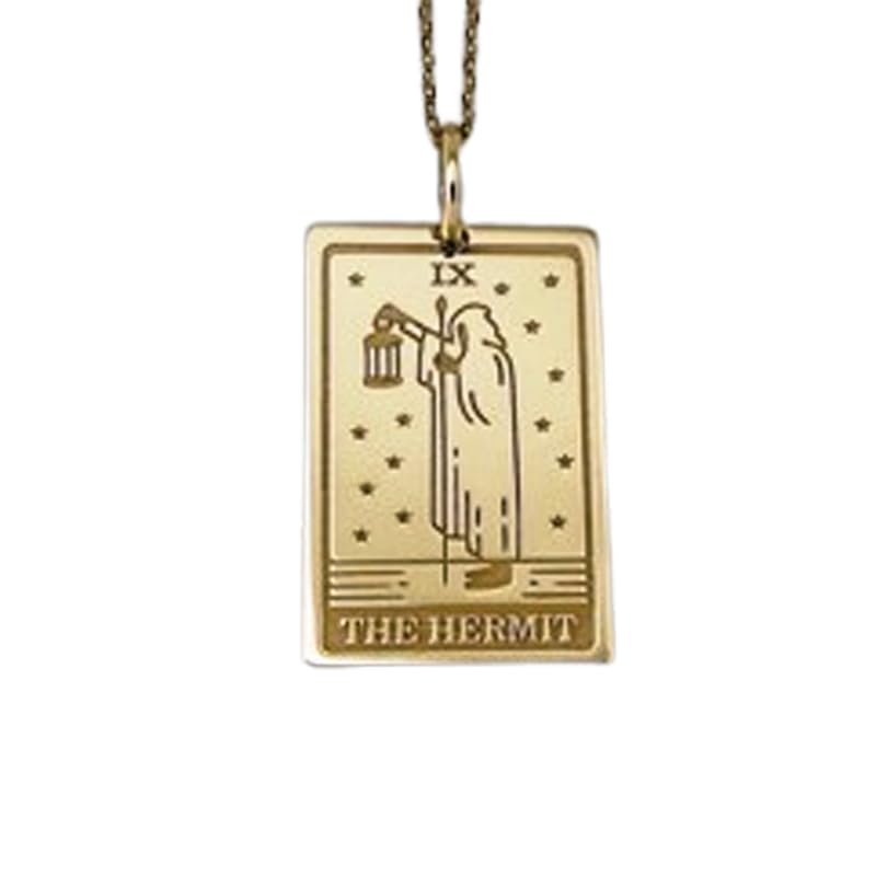 Collier carte de tarot Hermite en argent 925 fait main