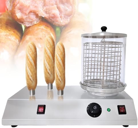 Commercial Electric Hot Dog Bun Toaster, 458W Stainless Steel Hot Dog Machine for Grocery & Retail Stores, Perfect for Sausage Breads (4 Buns Capacity)
