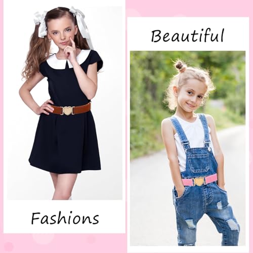 Elastic Waist Belt for Girls Kids Decorative Waist Cincher Heart Shaped Buckle Adjustable Dress Waistband for Children3