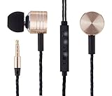 Cellphone Headphones, [Gift Wrap] Comfort Fit In Ear Music Stereo Earbuds with Microphone Volume Control Noice Reducing Headset Earphones for iPhone, Samsung, MP3 Players, iPad, MacBook - Gold