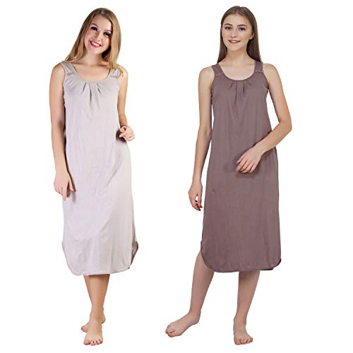 Image of BLAZON Women's Cotton Hosiery Solid Maxi Nighty Slip (Pack of 2) Available Sizes: S, M, L, XL, 2XL, 3XL, 4XL, 5XL