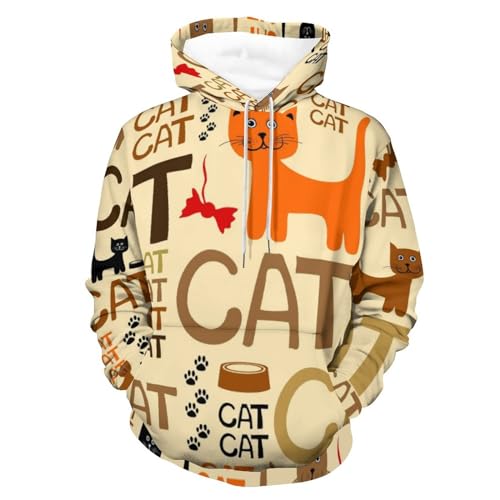 Hoodie Cats UMENG sweat à capuche imprimé chat et manches longues taille S