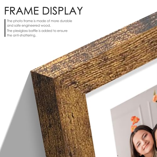 Image of DUENPY 14x30 Picture Frame 4x6 Collage Picture Frame Displays Fourteen 4x6 inch Photos Collage Wall Decor Wall Hanging Brown