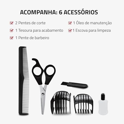 Cortador de Cabelos Flex Clipper, Mondial, Vermelho/Preto, 10W, Bivolt - CR-04