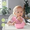 Munlinder Silicone Baby Feeding Set | Baby Led Weaning Supplies Includes Suction Bowls and Divided Plates, Adjustable Bib, Baby Utensils Spoons and Forks,Cup | Baby Feeding Essentials (Pink) #2