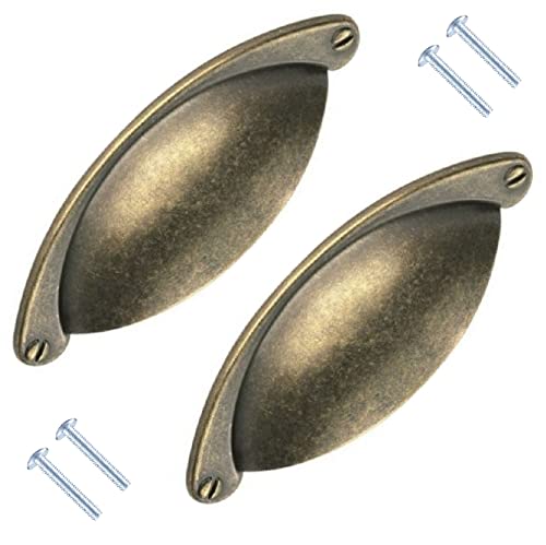 TERF® Antique Finish Cabinet Pull Handle 64mm Semi Circle Handle Pull Knob Including Fixing Screw for Use Window Drawer Cupboard Cabinet Wardrobe Door Gate