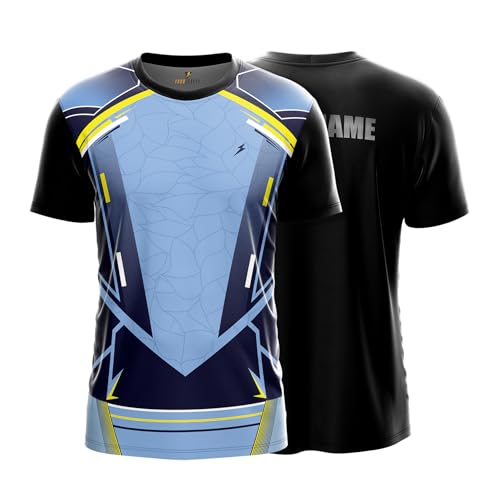 Image of YOURJERSEY Custom Sports Jersey for Men & Kids | Add Player Name | Personalised Cricket /Football /Badminton T-Shirt | Custom Team Jersey