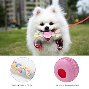 JYPS Puppy Chew Toys, 4 stuks hondentandjes kauwspeelgoed set met bal en katoenen touwen, agressief kauwspeelgoed, interactief huisdier speelgoed cadeau roze voor 8 weken kleine puppy’s en middelgrote honden (roze)
