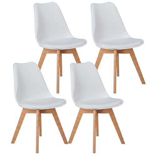 Simple Deluxe Set of 4 Mid-Century Modern Dining Chairs, PU