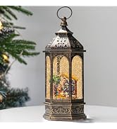 Christmas Snow Globe Lighted Manger Nativity Scene, Musical Water Lantern Play Silent Night Music...