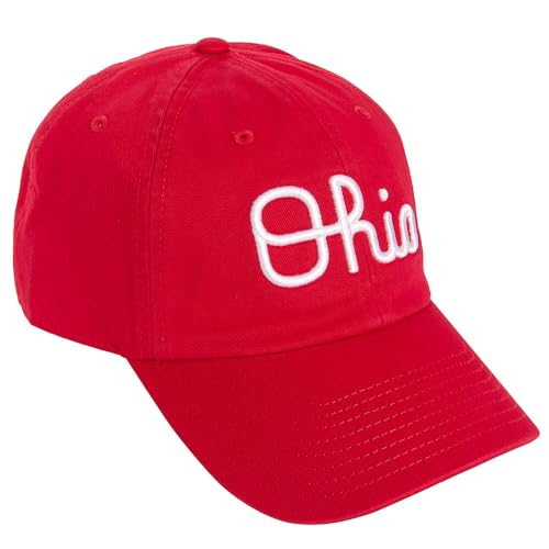 Desert Cactus The Ohio State University Baseball Hat OSU Buckeyes Brimmed Embroidered Hats Cap Adjustable Cloth Strap Adult (Style H1) Red