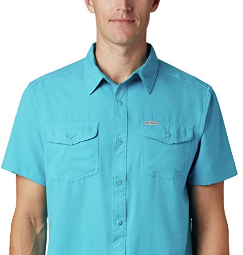 Columbia Camisa masculina Utilizer II lisa de manga curta, absorção de umidade, proteção solar, água